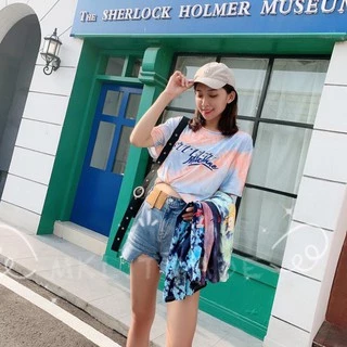 ✨ MKL ✨ เสื้อลายมัดย้อม สกีนลายอักษร ทรง oversize เนื้อผ้าใส่สบาย 5สี #9735