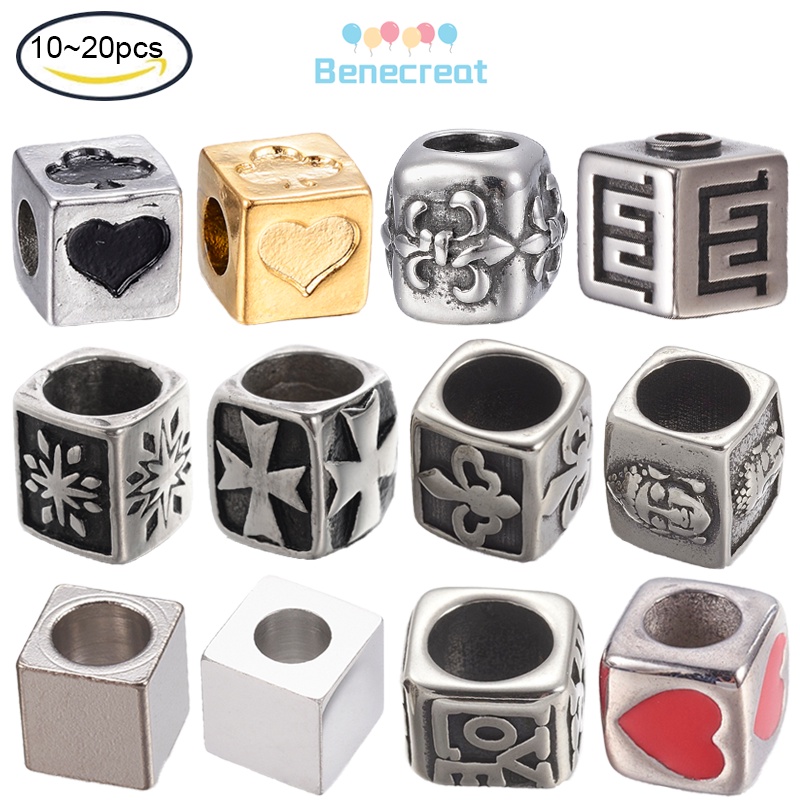 Benecreat 10 - 20 ชิ้น 304 ลูกปัดสแตนเลส 6X6 X 6 มม .