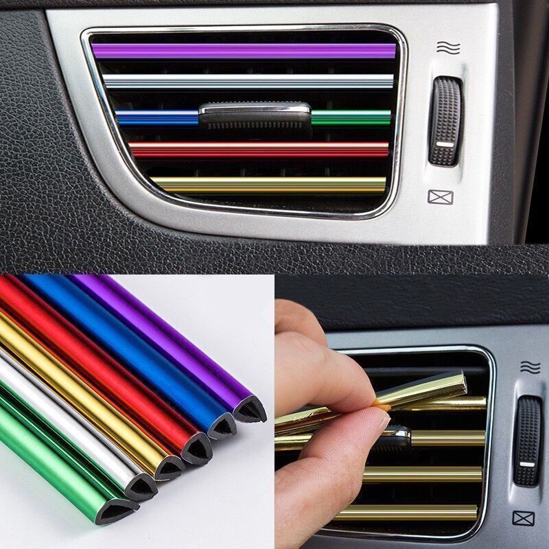 แถบตกแต่งช่องแอร์รถยนต์ ชุบไฟฟ้า สีสว่าง 1 ชิ้น