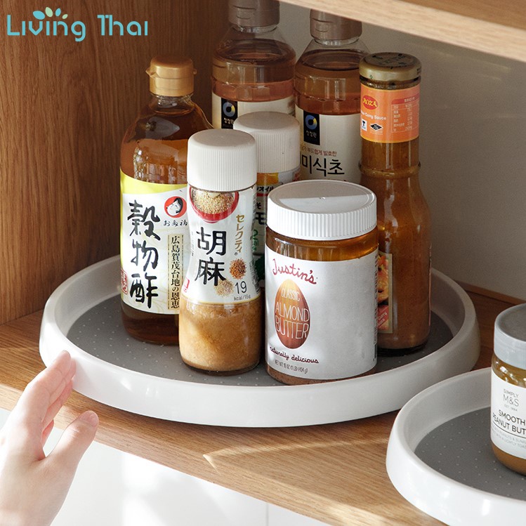 Living Thai ถาดเก็บเครื่องปรุงแบบหมุน มัลติฟังก์ชั่นหมุน ที่ใส่เครื่องปรุงขวด ถาดเก็บ ที่เก็บขวดซอส