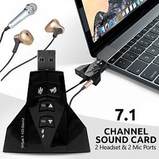 การ์ดเสียงแบบ USB 7.1 Microphone MIC Headset Ch 3D Converter Double Sound Card Virtual 7.1 Channel USB 2.0 Audio Adapter