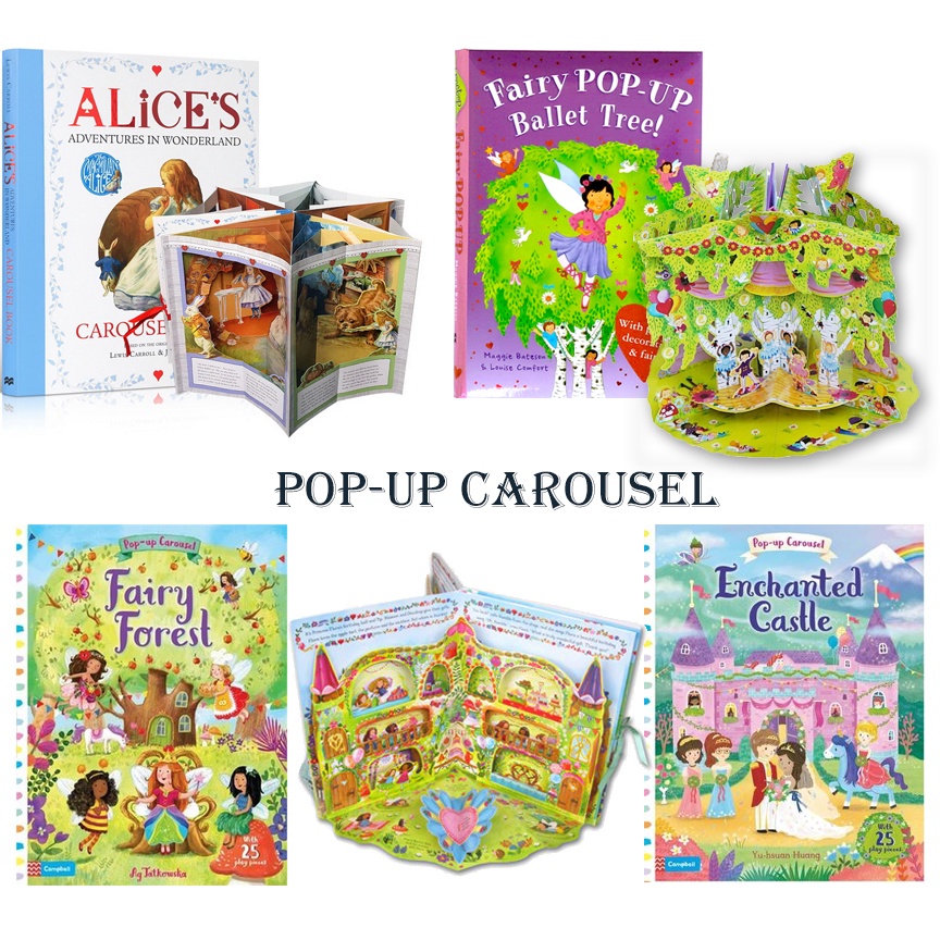 [หนังสือ ป๊อบอัพ] Pop Up Book, Alice's in wonderland, Fairy Forest, Mermaid, Castle, Carousel pop up