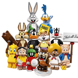  Minifigures  Hot Looney Toons Bugs Bunny Marvin Daffy Duck Sylvester Building Blocks Toys