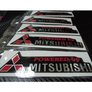 สติ๊กเกอร์เทเรซิ่นนูน อย่างดี คำว่า POWERED by MITSUBISHI ติดรถ แต่งรถ มิตซูบิชิ sticker