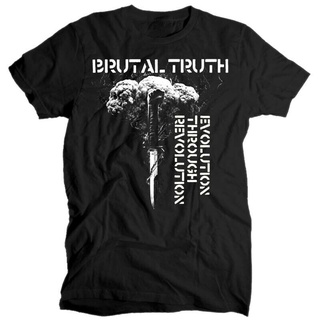 เสื้อยืด พิมพ์ลายวง Brutal Truth Evolution สีดํา สําหรับผู้ชายS-5XL