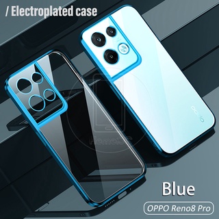 เคสโทรศัพท์มือถือ TPU นิ่ม แบบใส ขอบชุบ สําหรับ OPPO Reno 8 Reno8 Pro Reno8Pro 5G