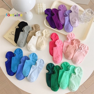 ถุงเท้าข้อสั้น ผ้าฝ้าย สีพื้น สีสันสดใส แฟชั่นใหม่ สําหรับผู้หญิง