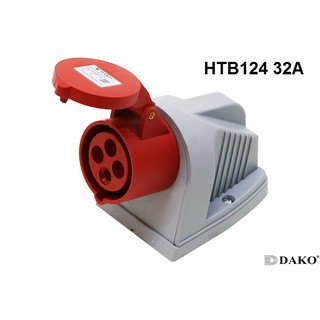 "Dako" Power Plug (เพาเวอร์ปลั๊ก) HTB124 : 32A 380V-415V 4Pin IP44 ตัวเมีย แบบติดลอย