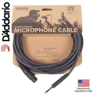 DAddario® PW-CGMIC-25 สายไมค์ สายไมโครโฟน ยาว 25 ฟุต (7.62 เมตร) แบบ XLR ตัวเมีย - แจ็ค 1/4 นิ้ว (Classic Series Microp