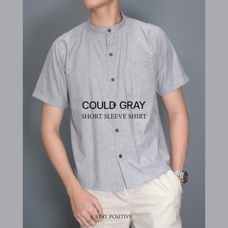 เสื้อเชิ้ตคอจีน แขนสั้น SHORT SLEEVE SHIRT mandarin collar สีเทา(Could gray)