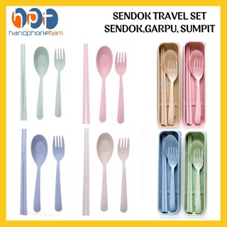 Alat Makan Korean Style Set Portable (Sendok Garpu Sumpit) Handphonetiam
