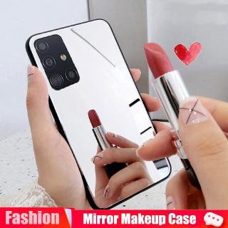 Luxury Makeup Mirror Case Samsung Galaxy S20 Ultra A51 A71 S10E S9 S8 PIus A30S A10 A20 A30 A50 A70 Note 10 Pro 9 8 Soft Plating Cover