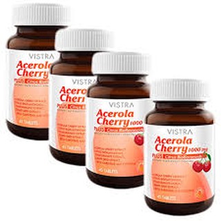 Acerola Cherry 1000 mg 45 เม็ด (4ขวด) วิสทร้า อะเซโรลาเชอร์รี่ 1000 มก.