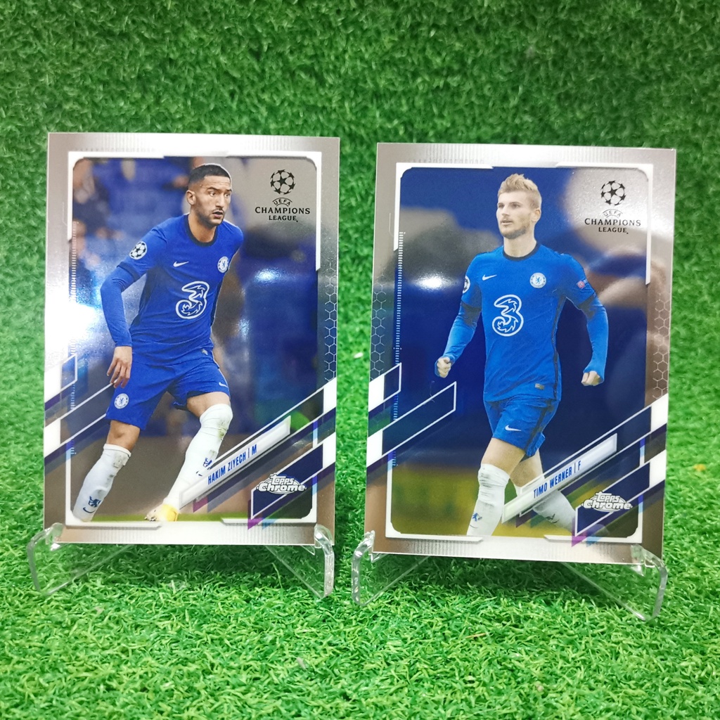 ขาย การ์ด Topps Chrome Uefa Champions League UCL 2020-21 Ziyech & Werner Base Chelsea การ์ดฟุตบอล กา