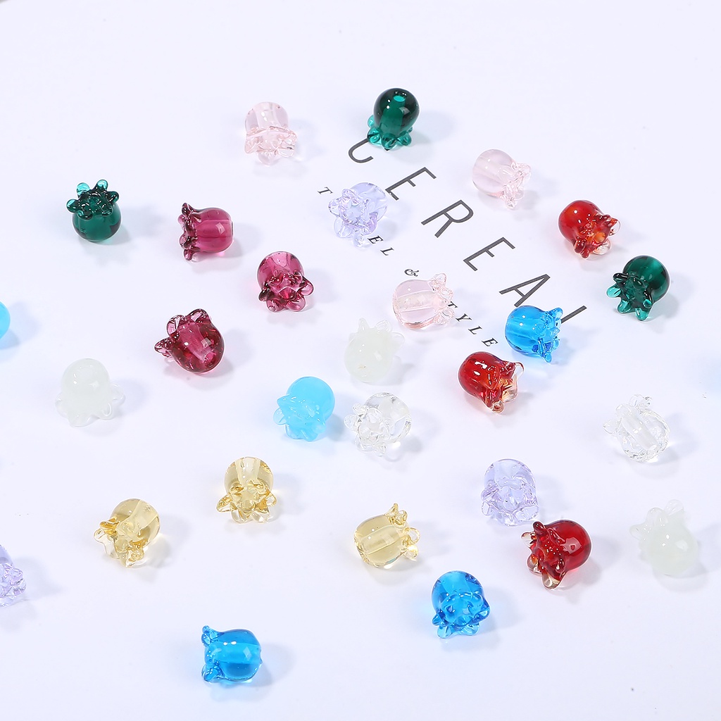 [8X10 มม.] (1 ชิ้น) Lily of the Valley ดอกไม้ Bud สีสันโปร่งใสลูกปัดแก้ว DIY เครื่องประดับทําด้วยมือ/อุปกรณ์เสริมหัตถกรรมวัสดุ