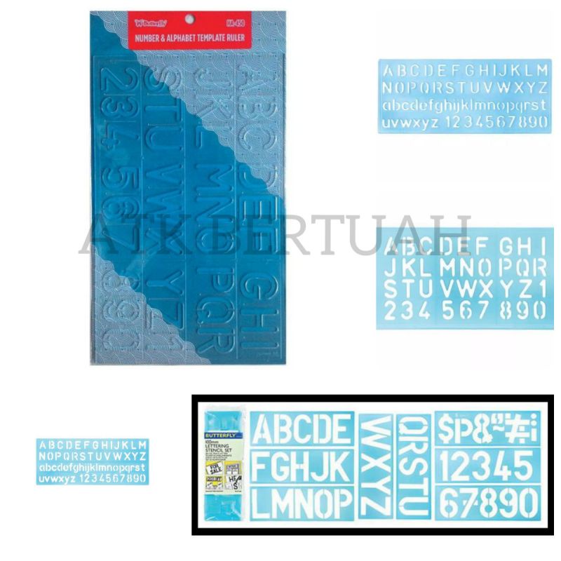 BUTTERFLY ALPHABET LETTER TEMPLATE LETTERING STENCIL RULER SCREEN PRINTING ขนาดปานกลาง