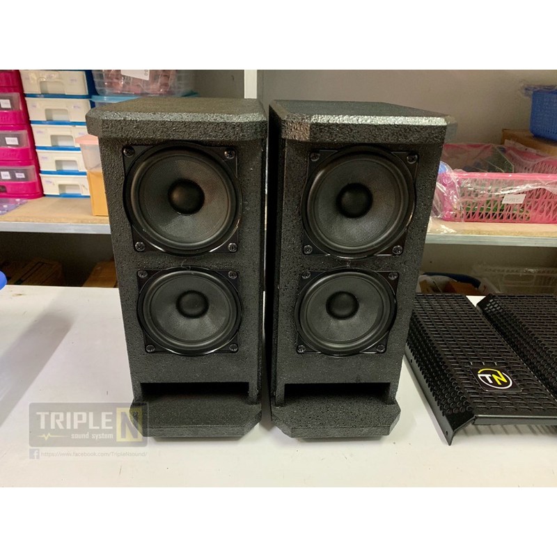 ตู้ลำโพงคอลั่ม 4 นิ้วx2 ดอก รุ่น Tn C402 ราคาใบละ Triple N Sound Thaipick