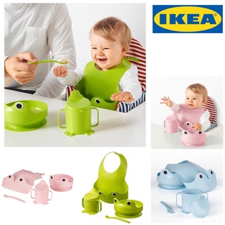 IKEA ชุดทานอาหารของเด็ก (มี 4 ชิ้น) จานสำหรับเด็ก ช้อนสำหรับเด็กอิเกีย