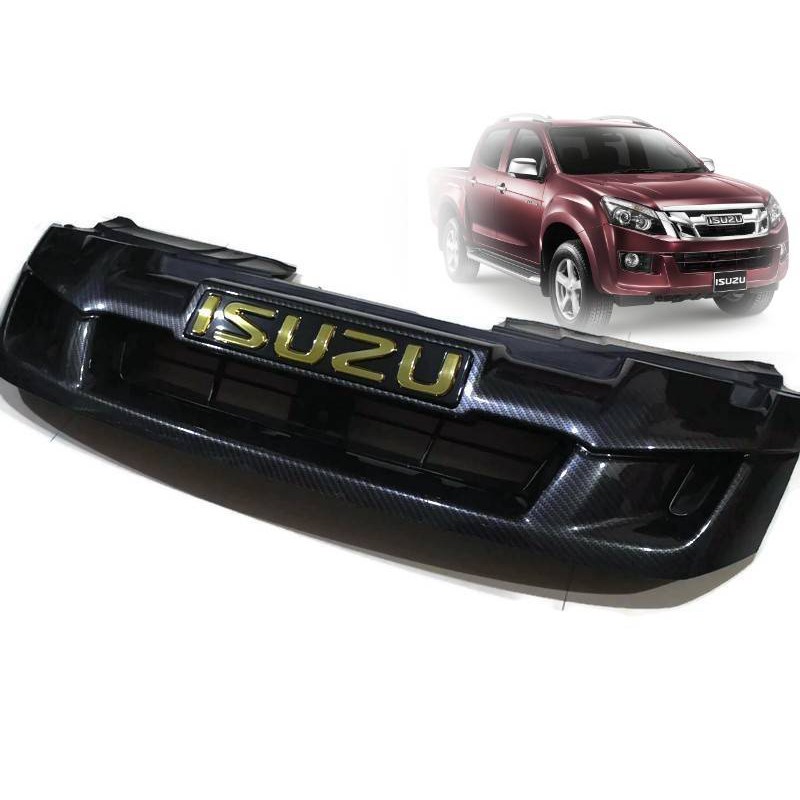 หน้ากระจัง DMAX All New ปี 2012 - 2015 ลายเคฟล่าโลโก้สีทอง