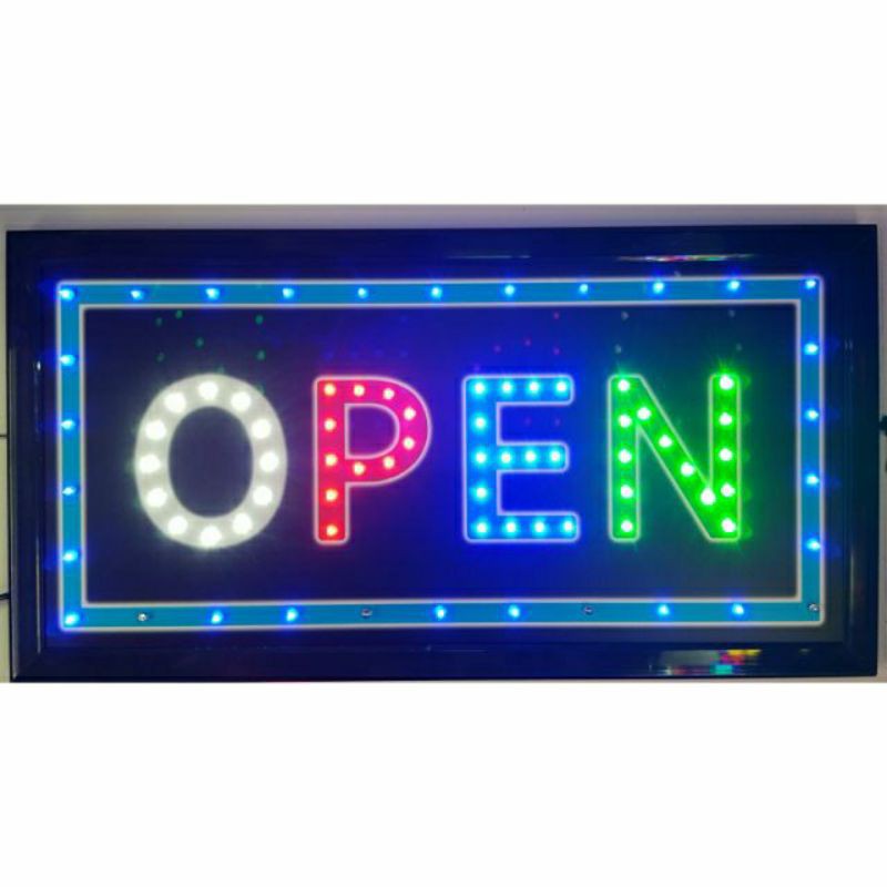 ป้ายไฟ LED สติ๊กเกอร์ Open สีรวม ป้ายไฟ
