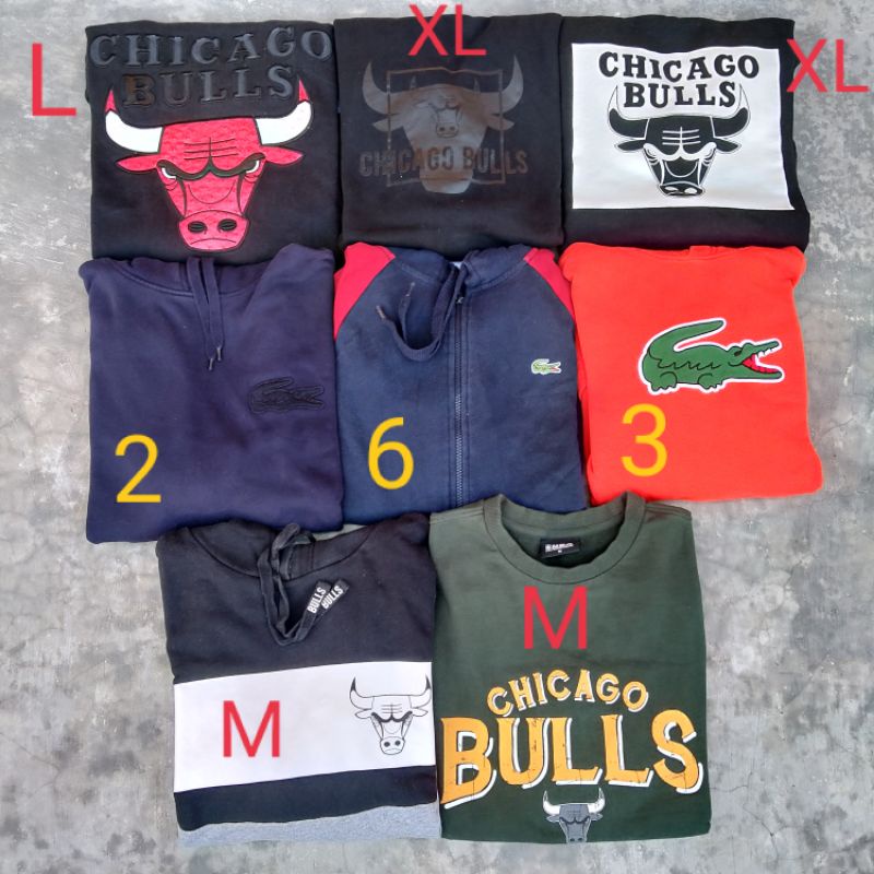 เสื้อกันหนาว มีฮู้ด ลาย CHICAGO BULLS สีเทา ไซซ์ M