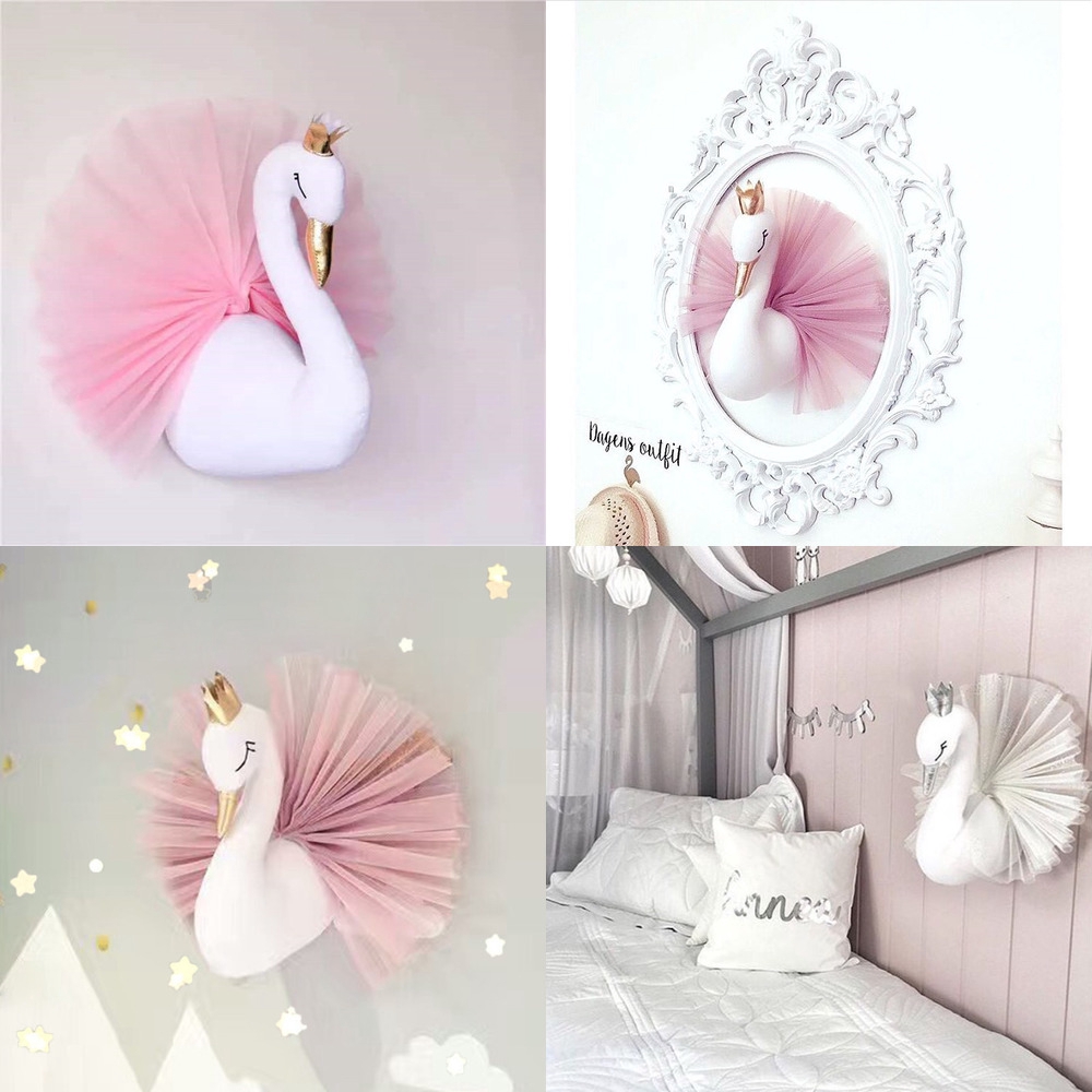 Kids Room Decoration 3D Animal Heads Swan Wall Hanging Decor For