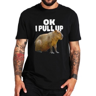 คาปิบาร่า ถูกสุดๆเสื้อยืด ผ้าฝ้าย แบบนิ่ม พิมพ์ลาย Ok I Pull Up Capybara แฟชั่นฤดูร้อน สําหรับผู้ชาย และผู้หญิง