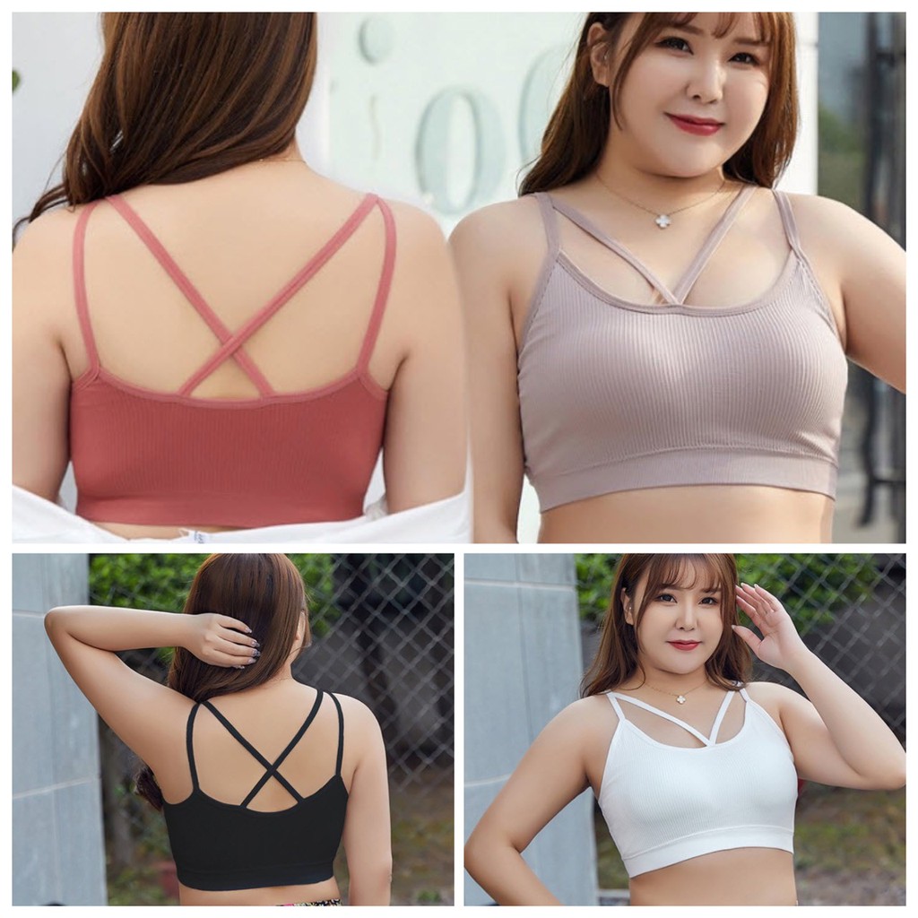 สปอร์ตบรา คนอ้วน หน้าไขว้ ขนาดใหญ่ สายเดี่ยว เสริมฟองน้ำ ผ้านุ่ม เกรดพรีเมี่ยม