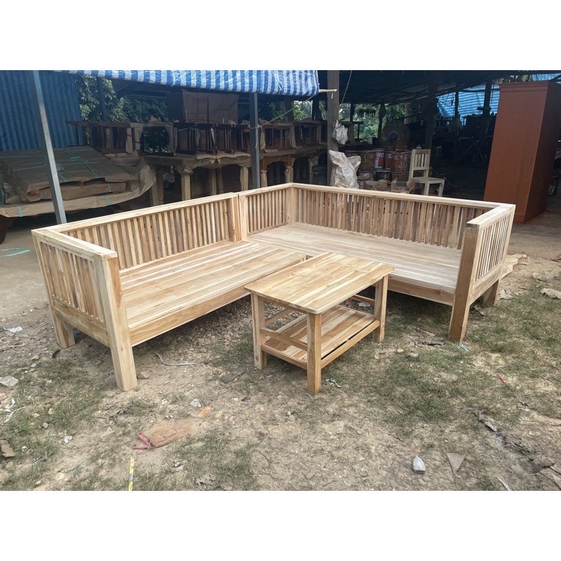 ส่งฟรี (L9) โซฟาไม้สักอบแห้งซี่ตรง สินค้าราคาโรงงานพร้อมประกอบและติดตั้ง สายใต้ขอเพิ่มราคาค่าขนส่งนะคะ