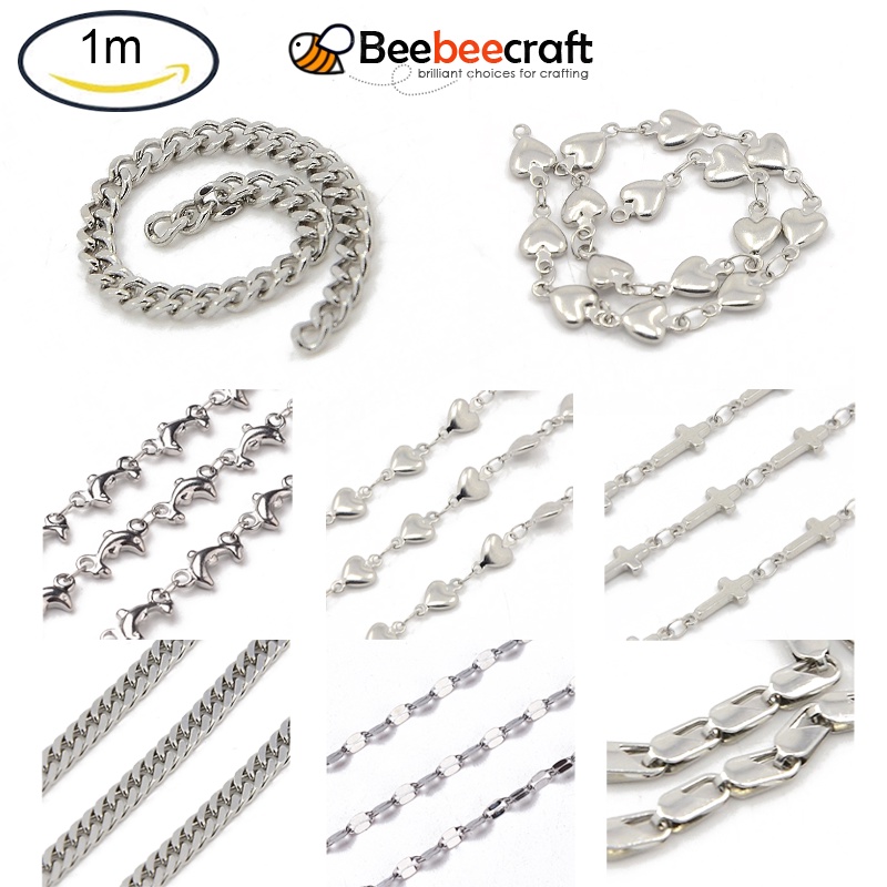 Beebeecraft 1 เมตร 304 สายโซ่สแตนเลสสําหรับทําเครื่องประดับ