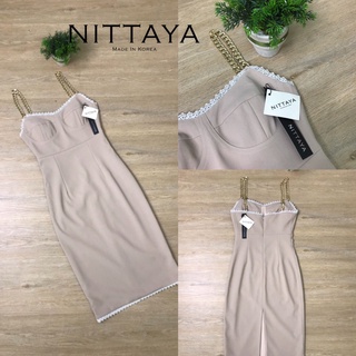 ✅ S พร้อมส่ง ✅ เดรส สีนู๊ด สายเป็นโซ่ ผ้าดีมาก NITTAYA  Brand