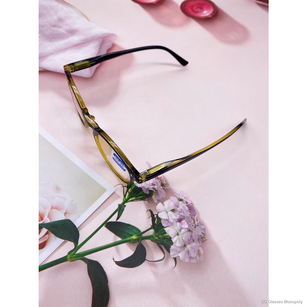 GG Glasses Monopolyแว่นสายตายาวกรองแสงสีฟ้า ขาสปริง ทรงหยดน้ำ 50 ถึง225