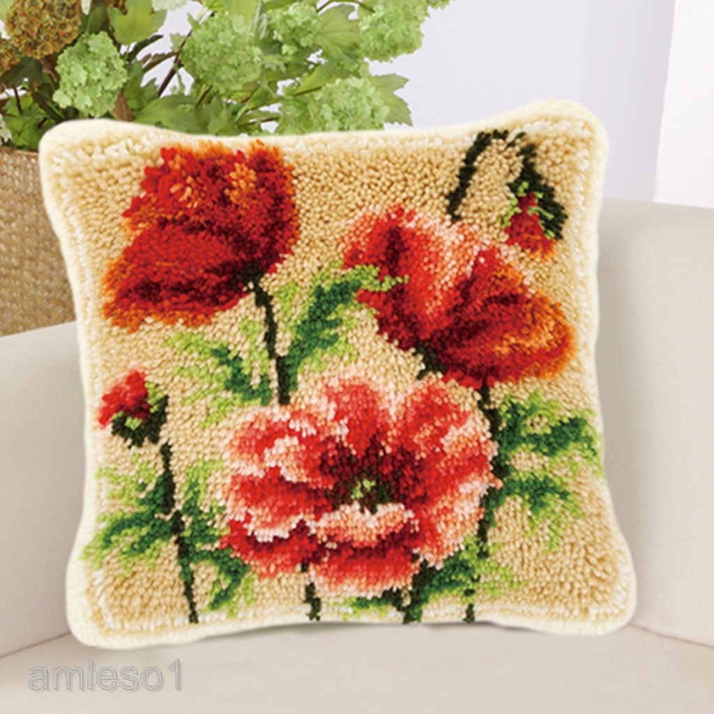 Art Craft Supplies Flower Pattern Latch Hook Kit With Starter