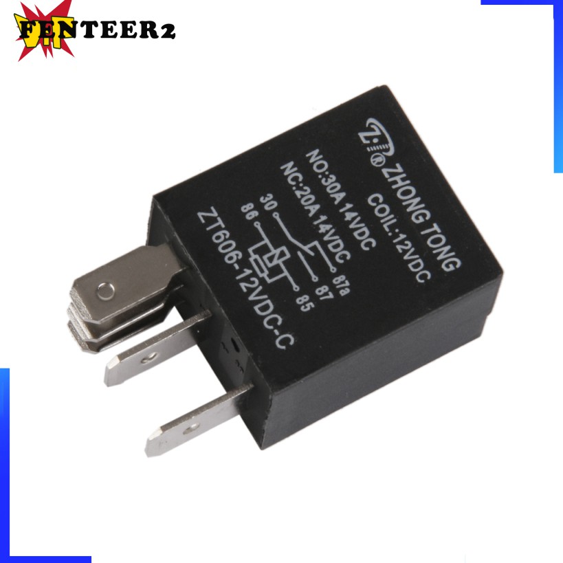 [Fenteer2 3c ] ขั้วต่อรีเลย์ZT606-12V- รถบรรทุกรถยนต์ DC 12V 20A/30A AMP SPDT รีเลย์ 5Pins
