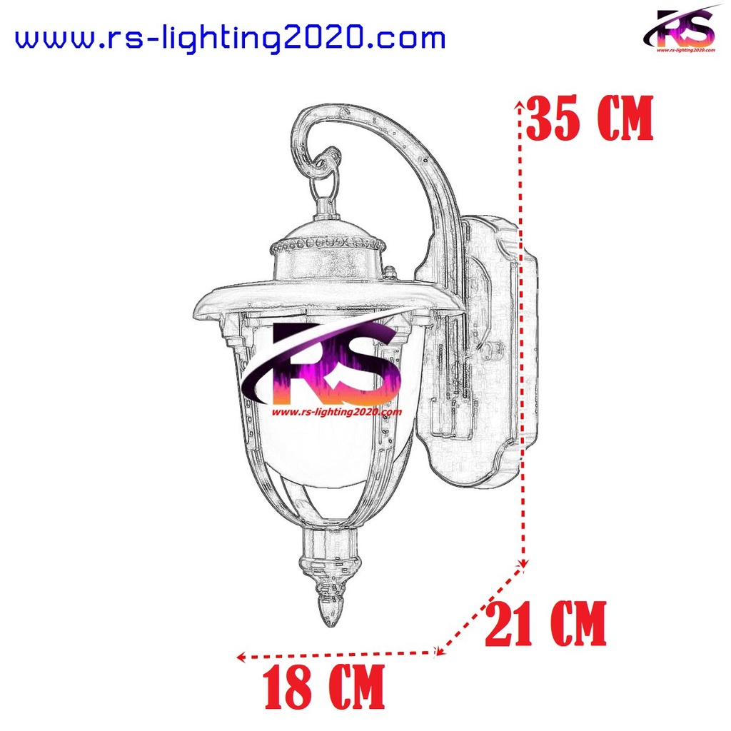 โคมไฟกิ่ง โคมไฟผนัง ไฟภายนอก รุ่น RS-TY0902-BK-BG (ไม่รวมหลอดไฟ) โคมนอกบ้าน กันน้ำ กิ่ง ติดกำแพง - รูปที่ 2