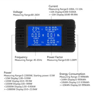 6in1 มิเตอร์วัดค่าพลังงานดิจิตอล AC 80~260V วัดแรงดันไฟฟ้า กระแสไฟฟ้า KWh 100A