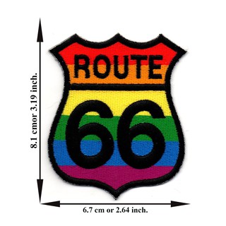 ตัดรีด ตัวรีดติดเสื้อ อาร์มปัก ติดเสื้อปัก ปักเสื้อ DIYลาย ROUTE 66 สี3