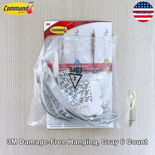 Command™ 3M Damage-Free Hanging, Gray 6 Count ที่เก็บสายไฟ แขวนของอเนกประสงค์ ที่เก็บสายชาร์จ ติดผนัง Cord Bundlers