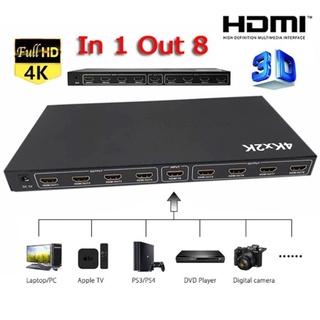 HDMI Splitter เข้า 1 ออก 8 Full HD 1080P 3D HDMI Splitter 1X8 4K 2K