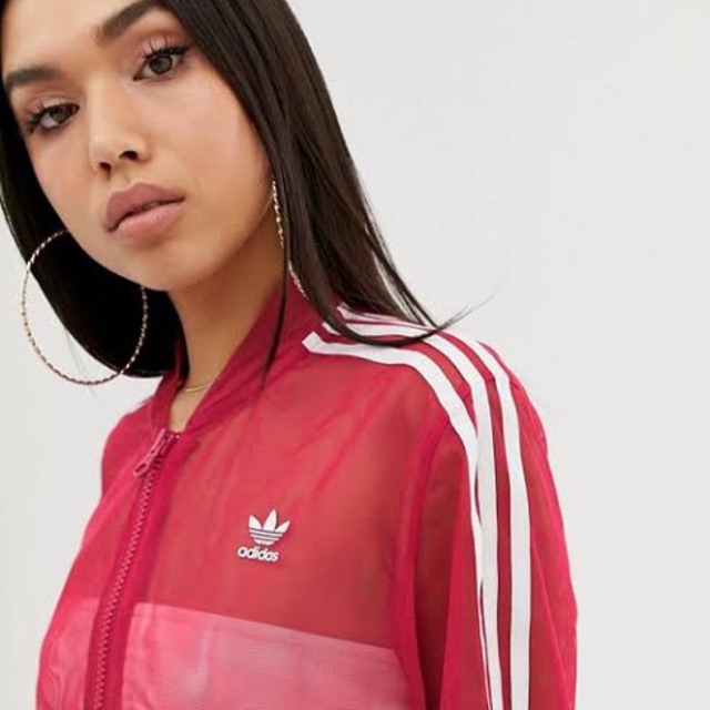 Adidas Originals Sleek mesh tulle track jacket in pink