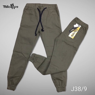 {เหลือ 187 ฿เก็บโค้ดหน้าร้าน+โค้ดDETAUG50} jogger pants กางเกงจ๊อกเกอร์กางเกงขาจั้ม สีล้วนผ้ายืด มีซิป กระดุม พร้อมเชือก