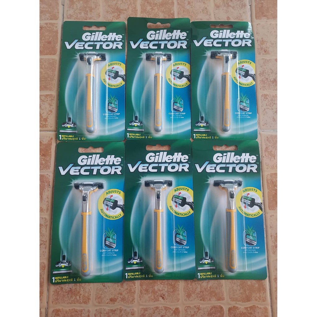Gillette Vector ยิลเลตต์ เวคเตอร์ ด้ามมีดโกนพร้อมใบมีด & ใบมีดโกนแพค 2