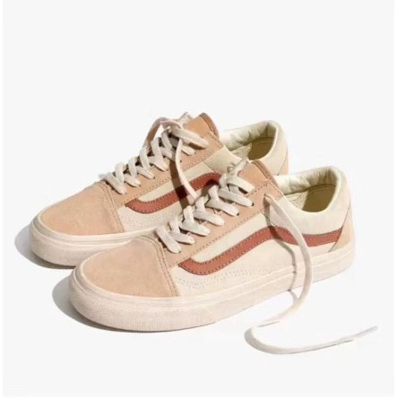 Original Vans Shoes Madewell X Vans Old Skool Joint Cooperation Milk Coffee Color Deerskin Couple Ca