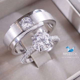 Madduckjewels แหวนเงินแท้ เพชร CZ ชุบโรเดียม RG1818WGR-RG1616