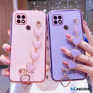 เคสโทรศัพท์มือถือ ซิลิโคนนุ่ม พร้อมสายคล้อง จี้หัวใจ หรูหรา สําหรับ Realme C35 C15 C12 C11 2020 C3 C25 C25S C21Y C25Y C20 C17 C11 2021