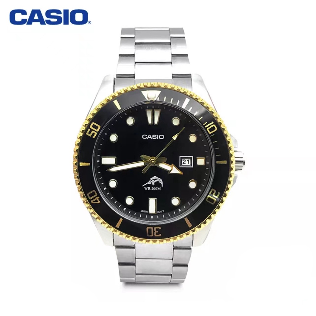 Casio นาฬิกาข้อมือผู้ชาย สายสแตนเลสหน้าปัดดำ คาสิโอ นาฬิกาแฟชั่นผู้ชาย รุ่น MDV106-1AV (มีหลากหลายสไตล์ให้เลือก)