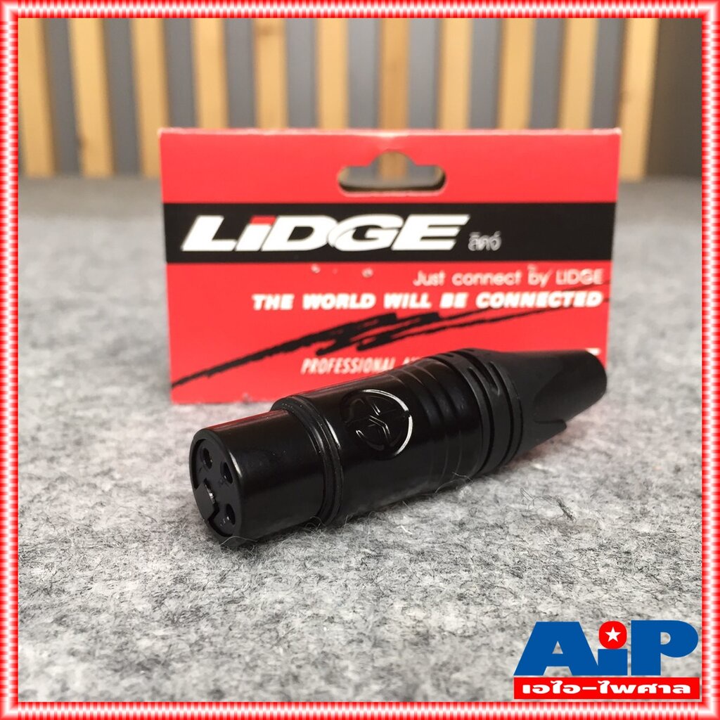 1ตัว XLR ตัวเมีย 3ขา LIDGE YM-001B แจ๊ค ปลั๊ก XLR ตัวเมีย CANNON แคนนอน YM001B YM 001 B สีดำขั้วชุบท