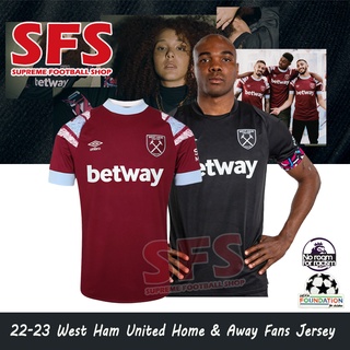 【SFS】เสื้อยืดกีฬาแขนสั้น ลายทีมชาติฟุตบอล West-Ham Unite.d 22-23 ชุดเหย้า คุณภาพสูง ไซซ์ S-4XL