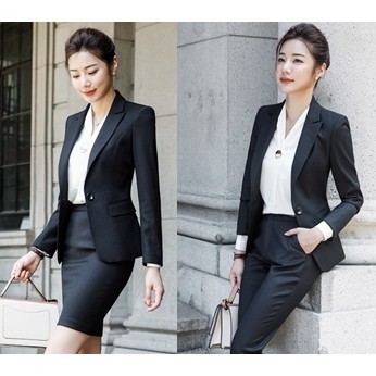 ชุดสูทผู้หญิงสีดำ ทรงมาตราฐานใส่ทำงานออกงานได้ มีให้เลือก ทั้งกางเกงและกระโปรง
