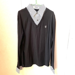 (มือ2) เสื้อเชิ้ตผู้ชาย แขนยาว ตัดต่อ2ชั้น